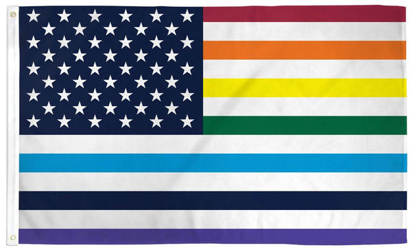 AMERICAN OLD GLORY RAINBOW PRIDE (3ft X 5ft) FLAG