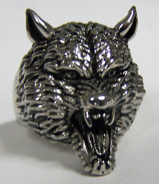 WEREWOLF HEAD WOLF STAINLESS STEEL BIKER RING
