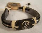 CARVED BONE LEATHER YIN YANG BRACELET